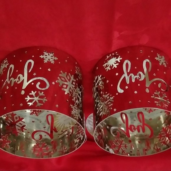 Candle Stand Winter Snowflakes and Joy 2 PK. Set - Picture 3 of 9